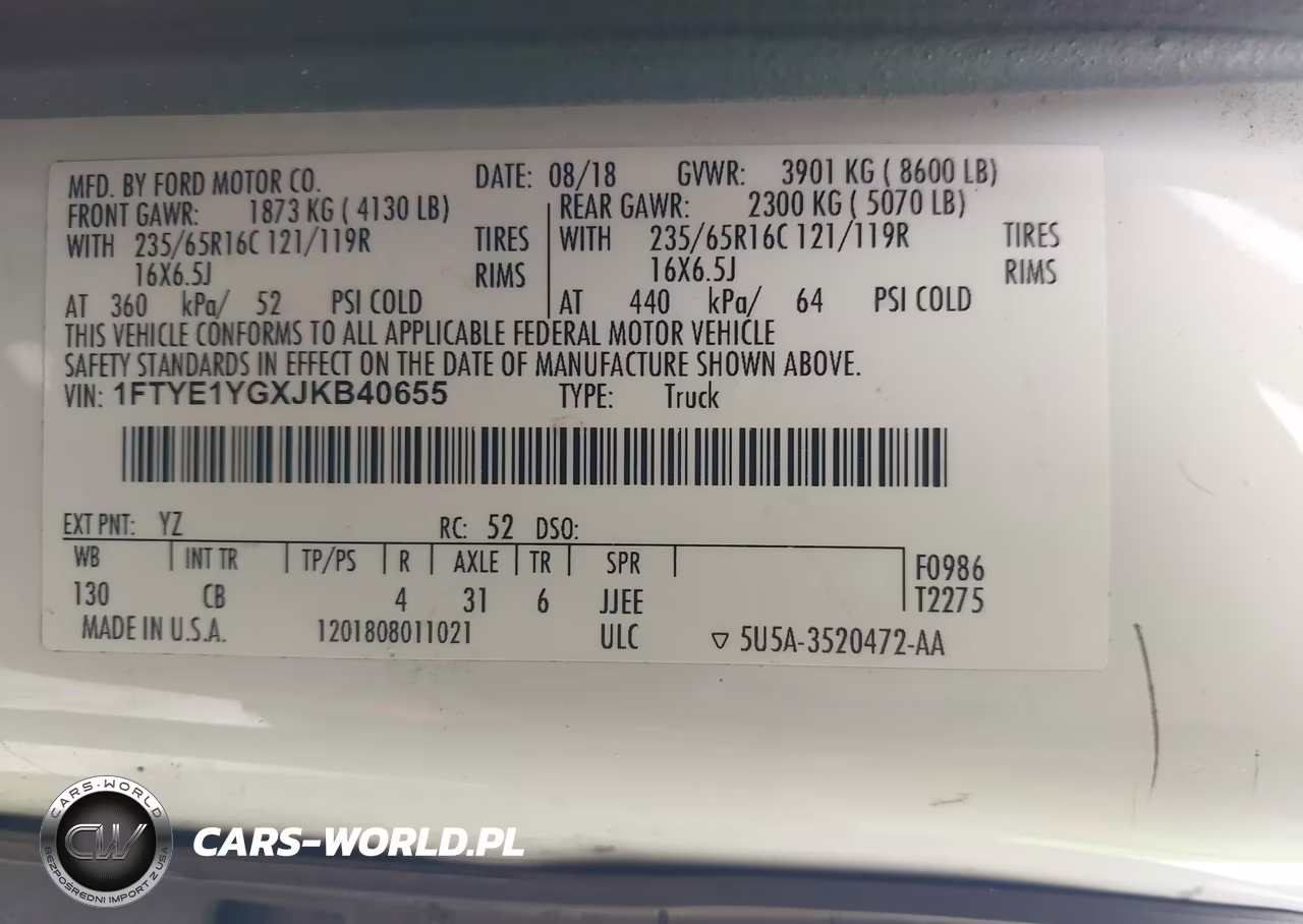 2018 Ford Transit-150 VIN:1FTYE1YGXJKB40655 - 9