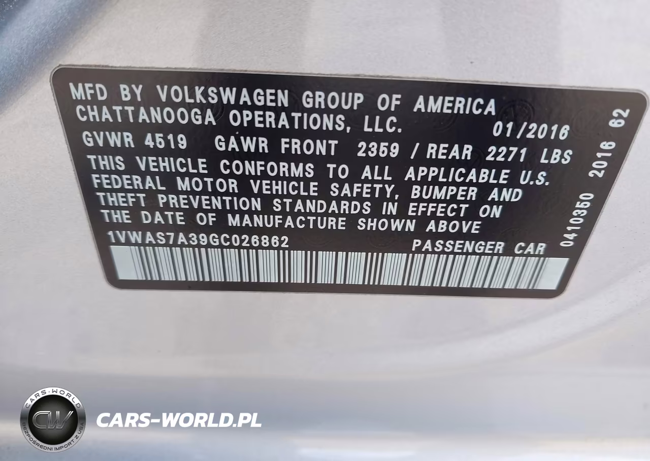 2016 Volkswagen Passat 1.8T S VIN:1VWAS7A39GC026862 - 9