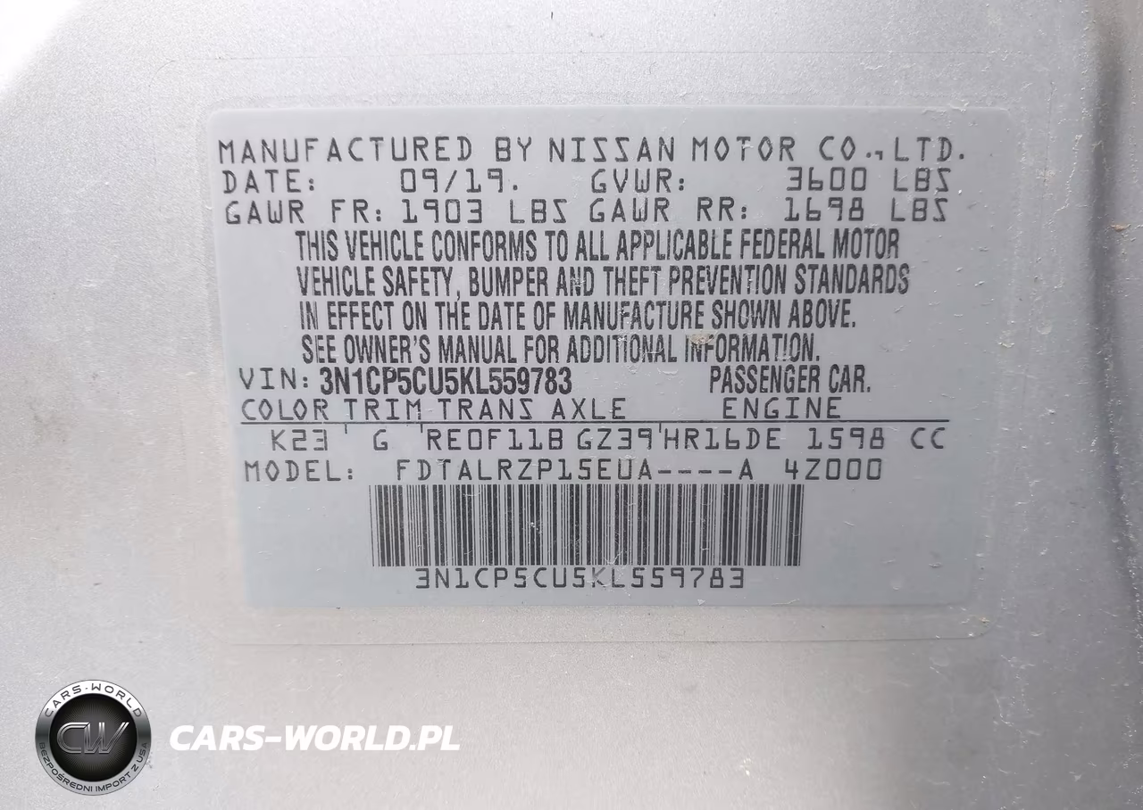 2019 Nissan Kicks S VIN:3N1CP5CU5KL559783 - 9