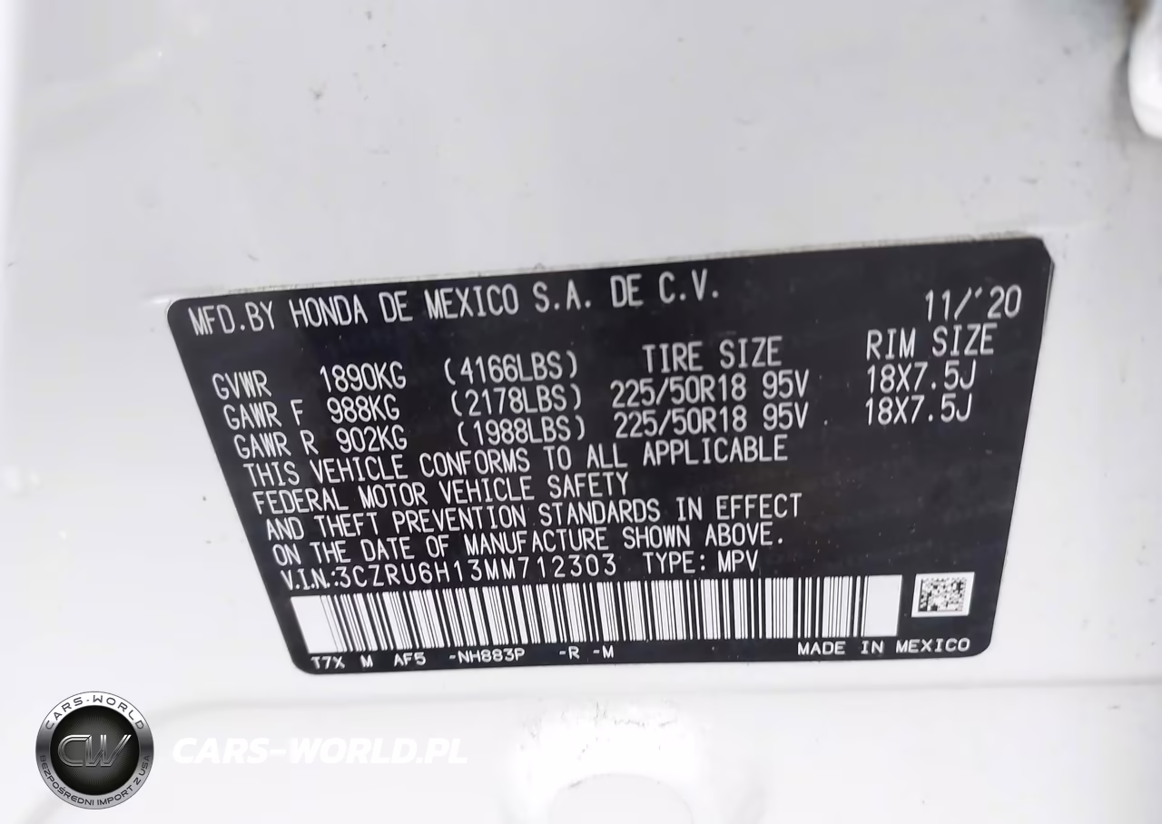 2021 Honda Hr-V Awd Sport VIN:3CZRU6H13MM712303 - 9