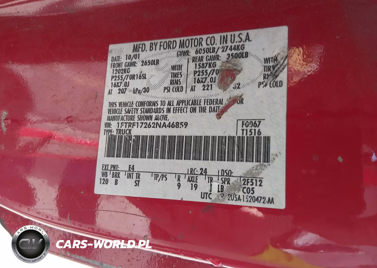 2002 Ford F-150 Xl-Xlt VIN:1FTRF17262NA46859 - 9