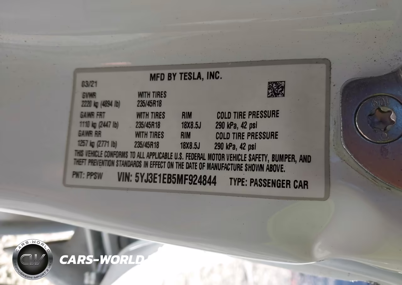 2021 Tesla Model 3 Long Range Dual Motor All-Wheel Drive VIN:5YJ3E1EB5MF924844 - 9