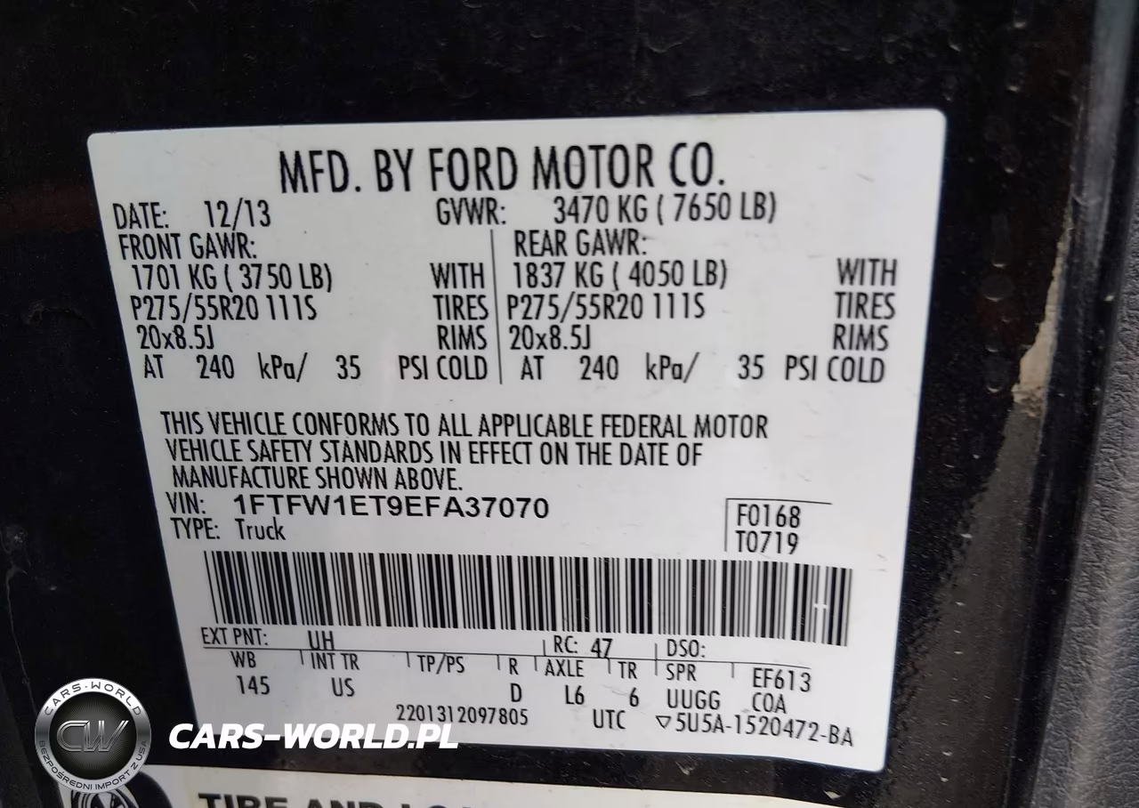 2014 Ford F-150 Xlt VIN:1FTFW1ET9EFA37070 - 9