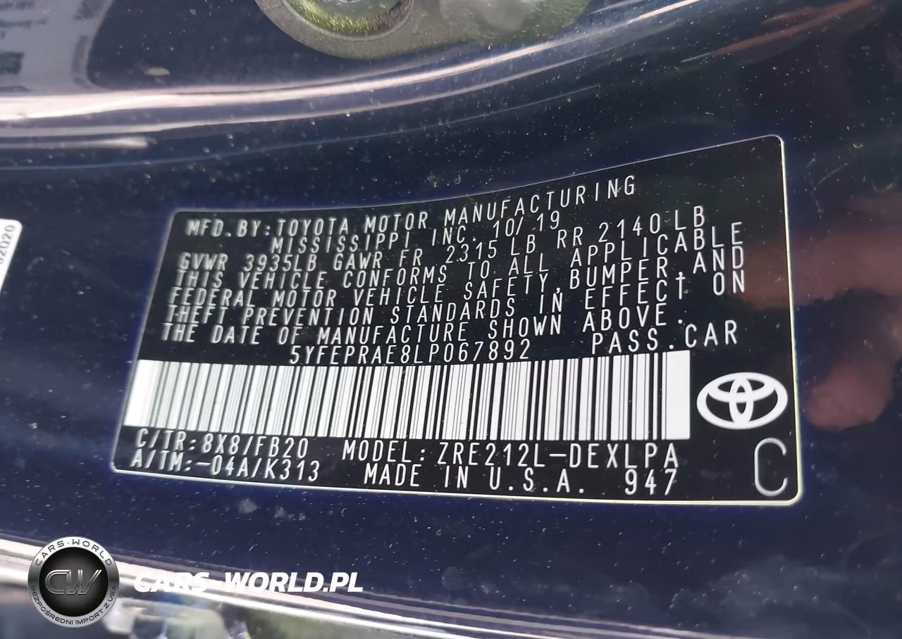 2020 Toyota Corolla Le VIN:5YFEPRAE8LP067892 - 9