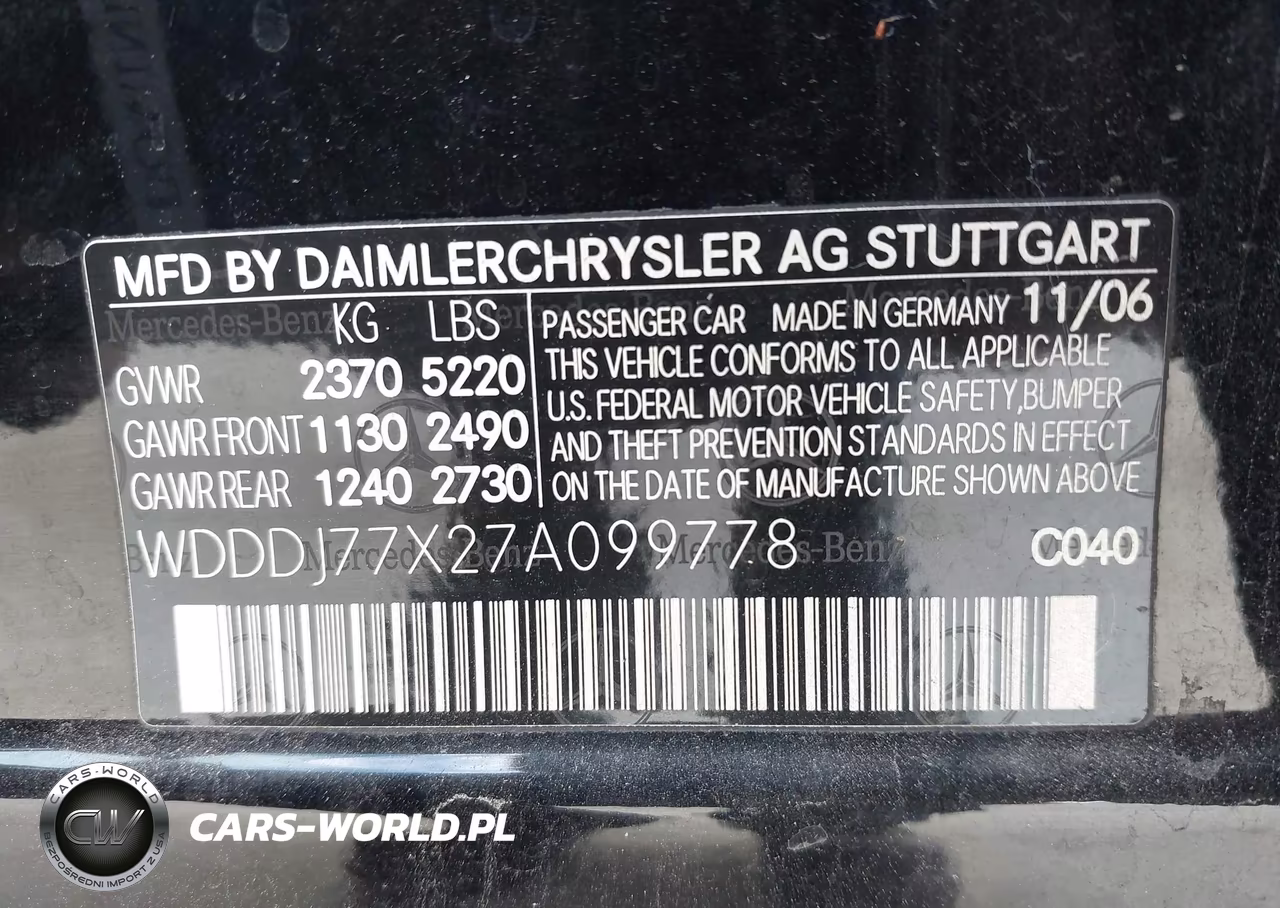 2007 Mercedes-Benz Cls 63 Amg VIN:WDDDJ77X27A099778 - 9