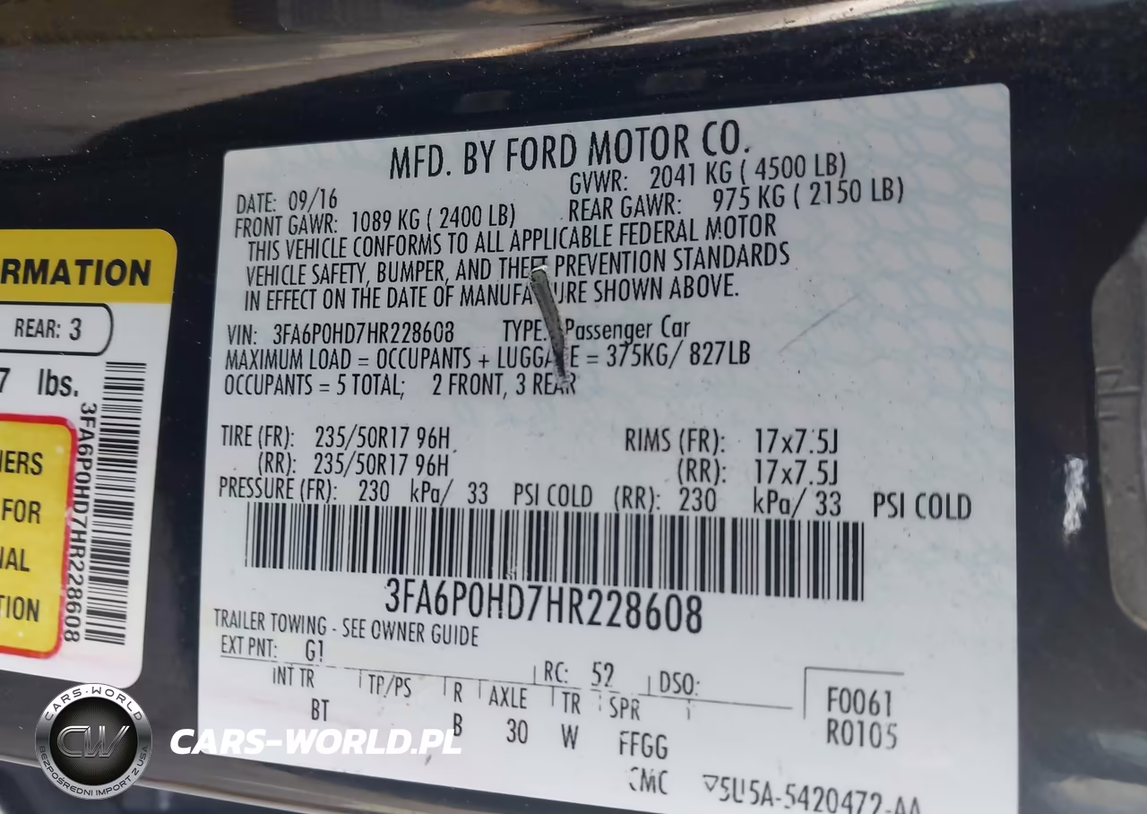 2017 Ford Fusion Se VIN:3FA6P0HD7HR228608 - 9