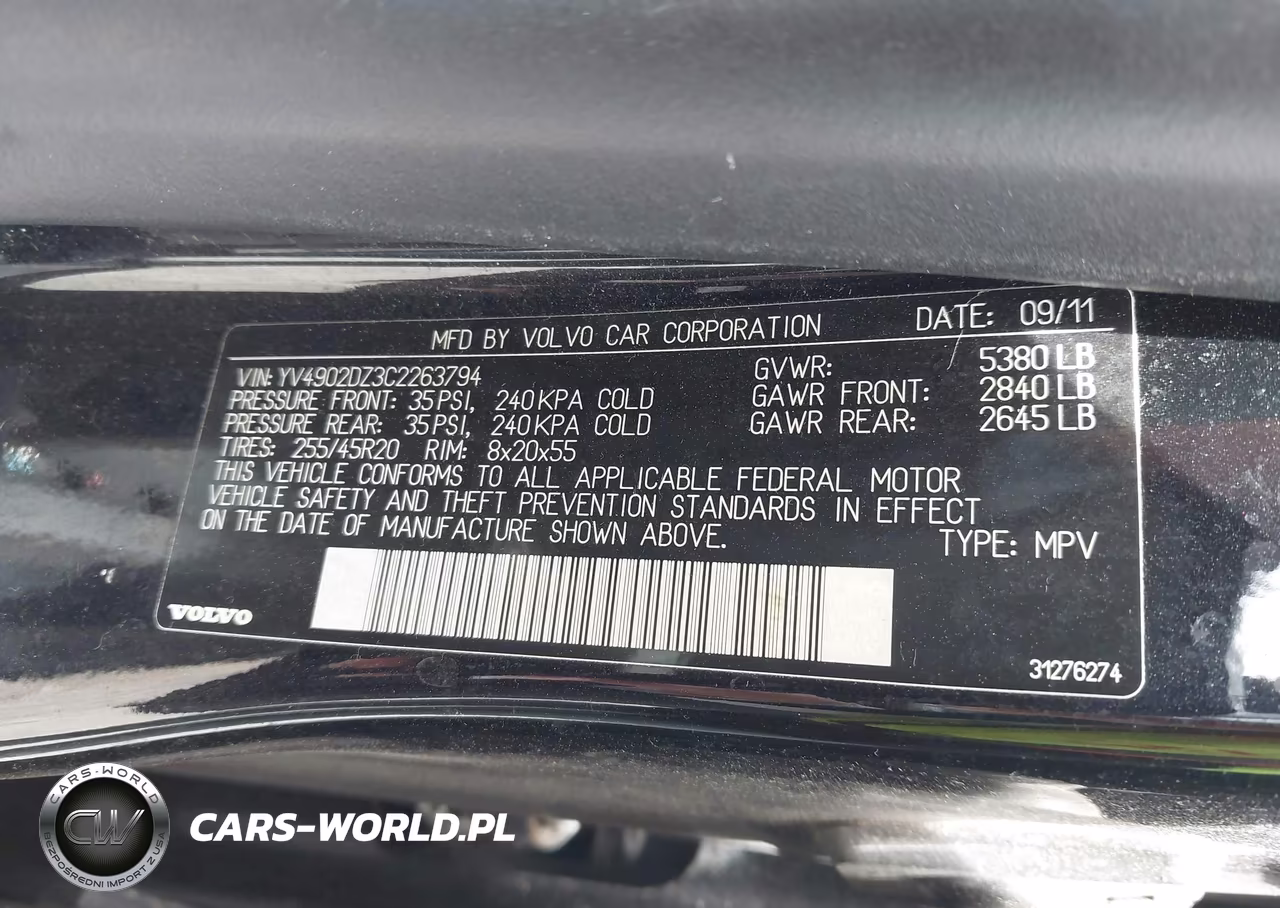 2012 Volvo Xc60 T6 Platinum VIN:YV4902DZ3C2263794 - 9