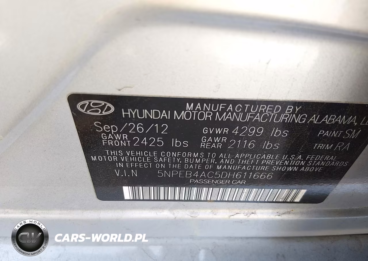 2013 Hyundai Sonata Gls VIN:5NPEB4AC5DH611666 - 9
