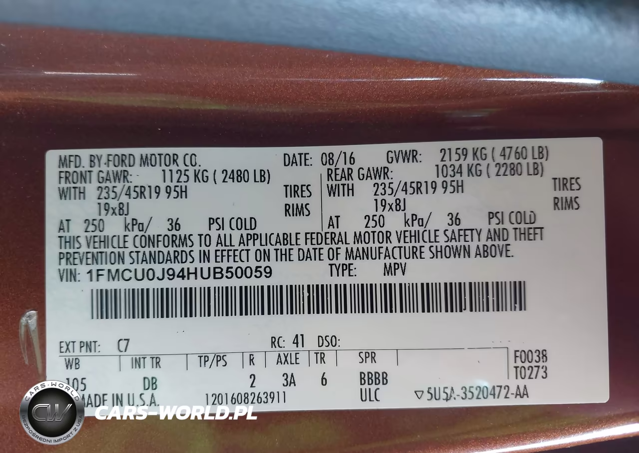 2017 Ford Escape Titanium VIN:1FMCU0J94HUB50059 - 9