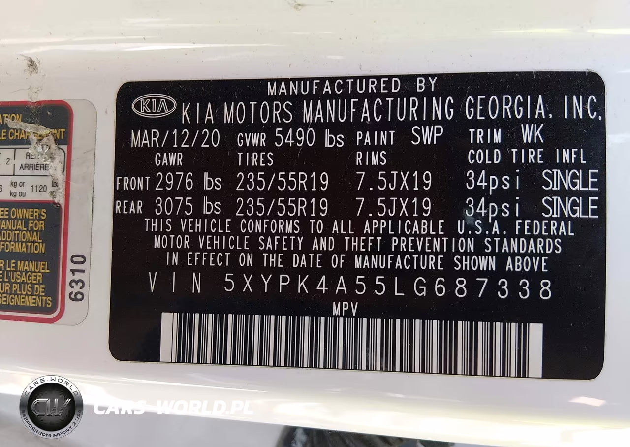 2020 Kia Sorento 3.3L Sx VIN:5XYPK4A55LG687338 - 9