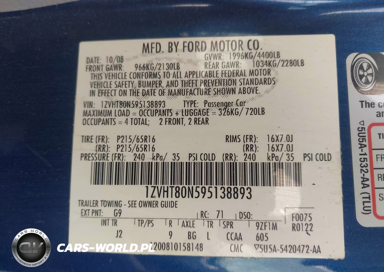 2009 Ford Mustang V6-V6 Premium VIN:1ZVHT80N595138893 - 9