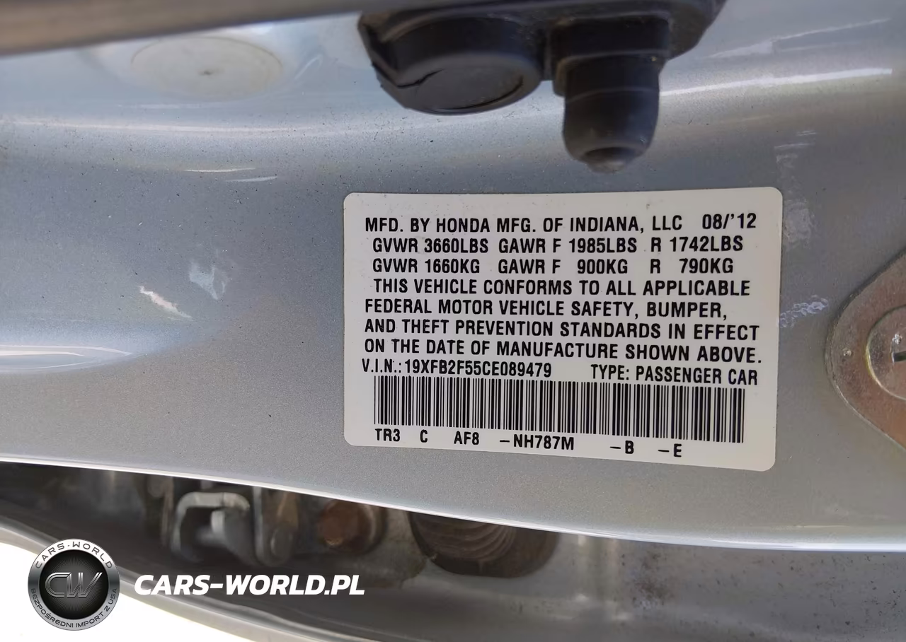 2012 Honda Civic Lx VIN:19XFB2F55CE089479 - 9