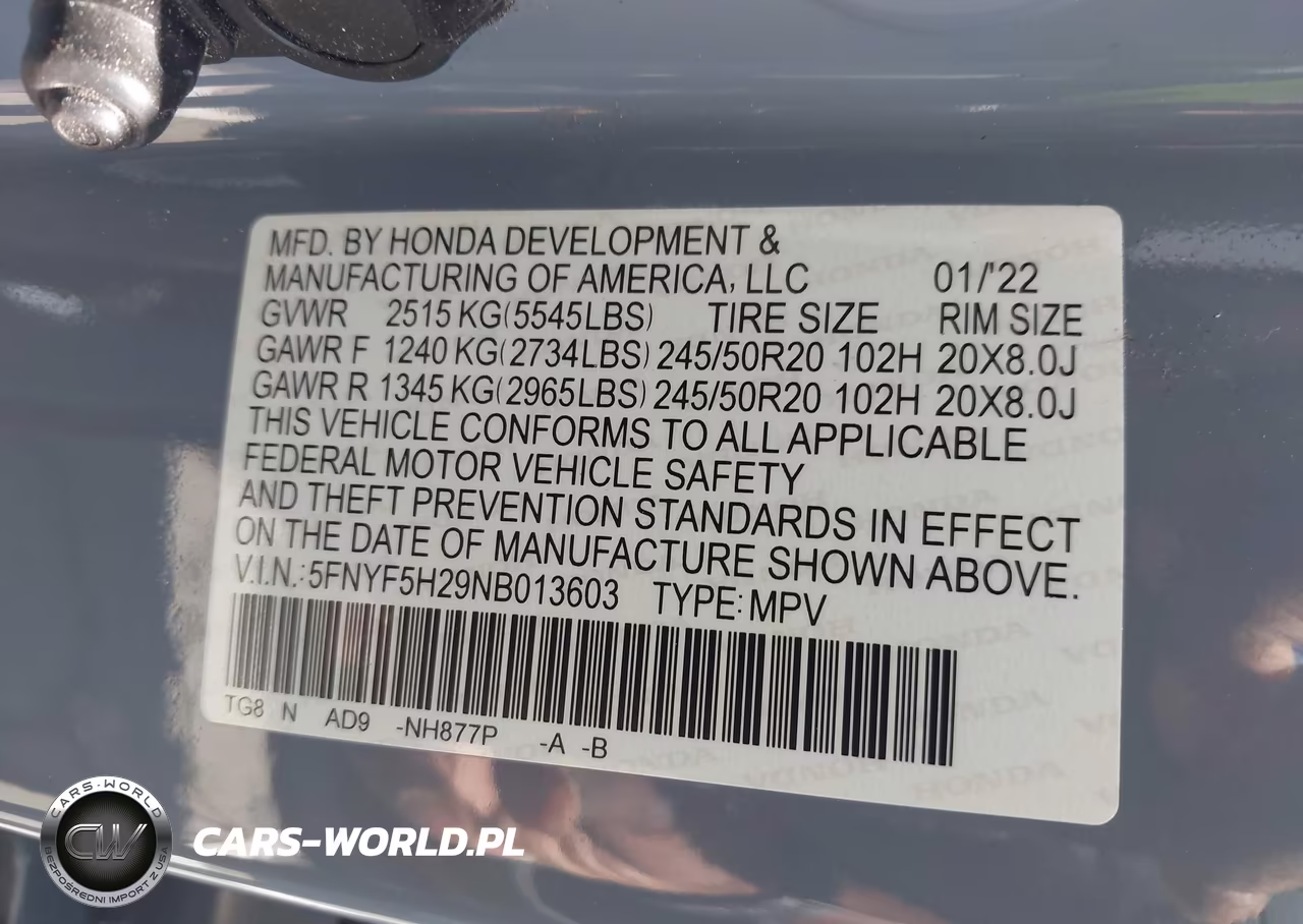 2022 Honda Pilot 2Wd Special Edition VIN:5FNYF5H29NB013603 - 9