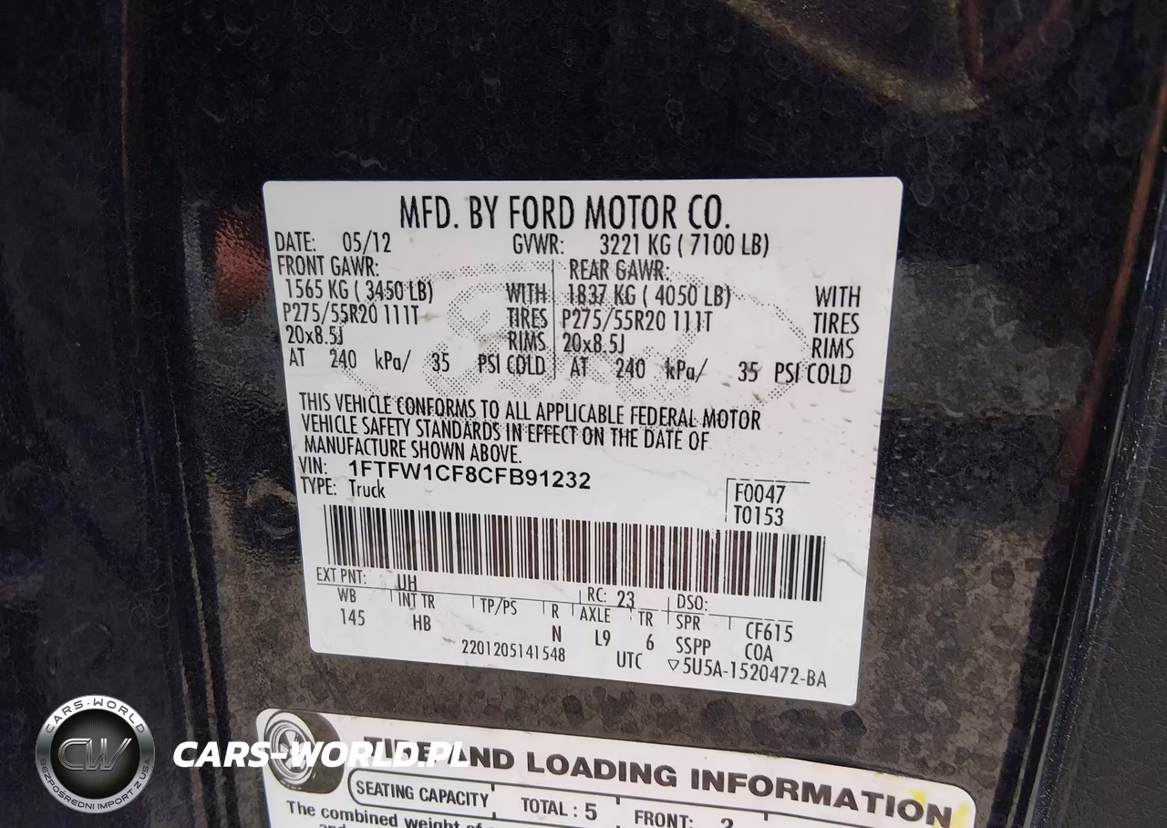 2012 Ford F-150 Lariat VIN:1FTFW1CF8CFB91232 - 9