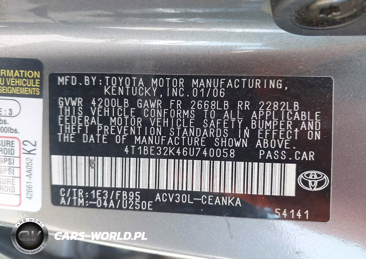 2006 Toyota Camry Le VIN:4T1BE32K46U740058 - 9