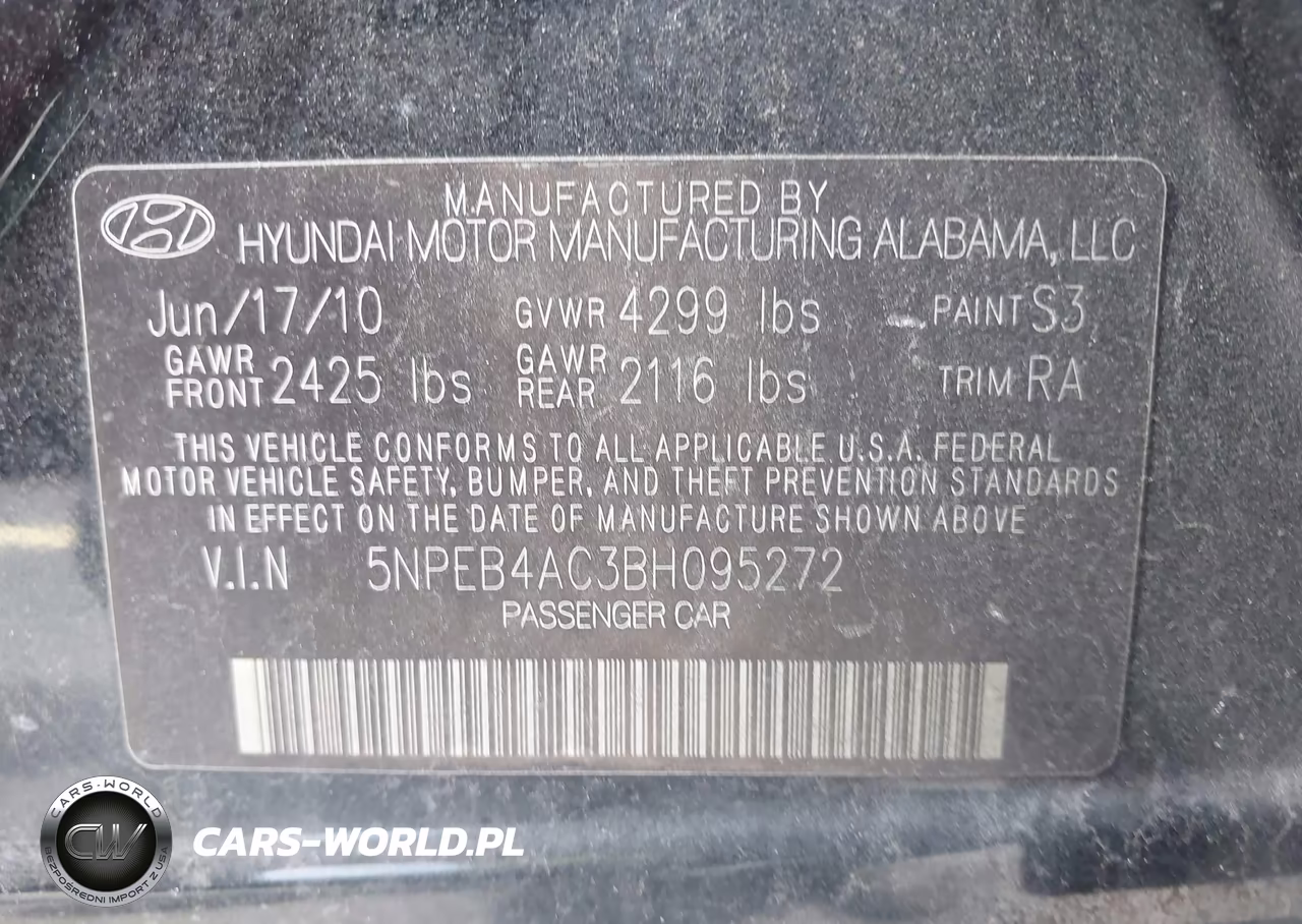 2011 Hyundai Sonata Gls VIN:5NPEB4AC3BH095272 - 9