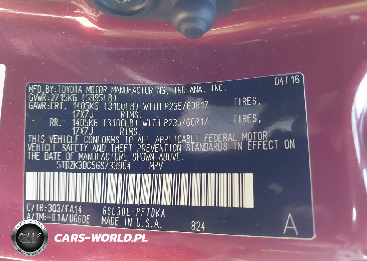 2016 Toyota Sienna L 7 Passenger VIN:5TDZK3DC5GS733904 - 9