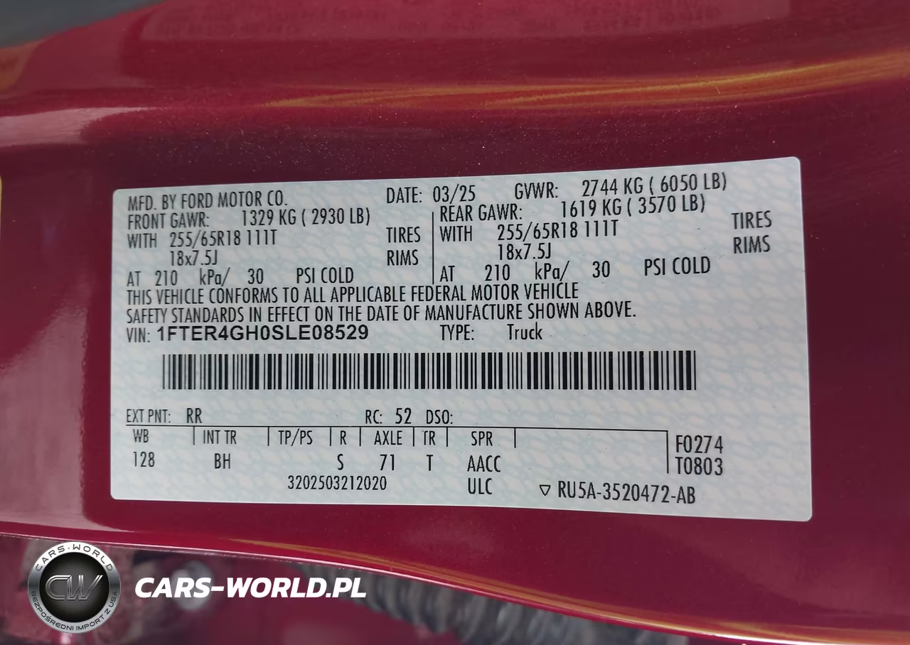 2025 Ford Ranger Xlt VIN:1FTER4GH0SLE08529 - 8