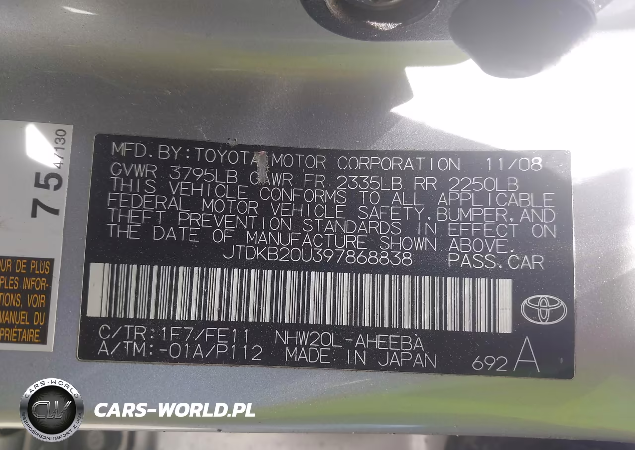 2009 Toyota Prius VIN:JTDKB20U397868838 - 9