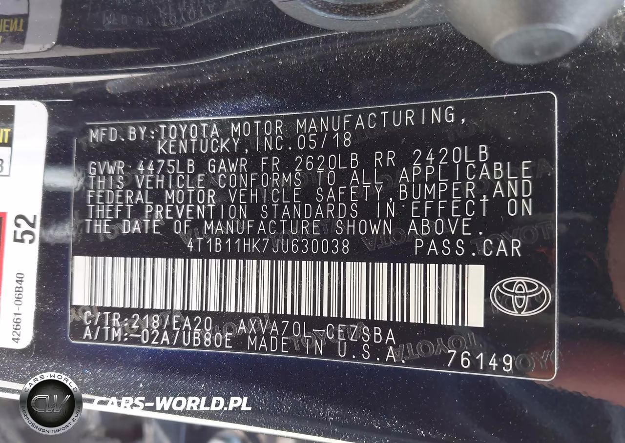 2018 Toyota Camry Se VIN:4T1B11HK7JU630038 - 9