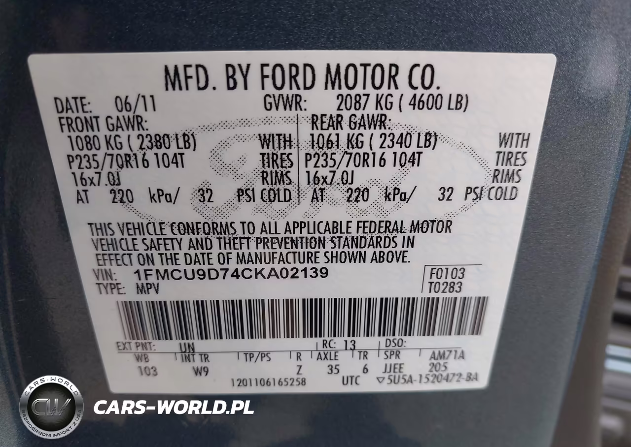 2012 Ford Escape Xlt VIN:1FMCU9D74CKA02139 - 9