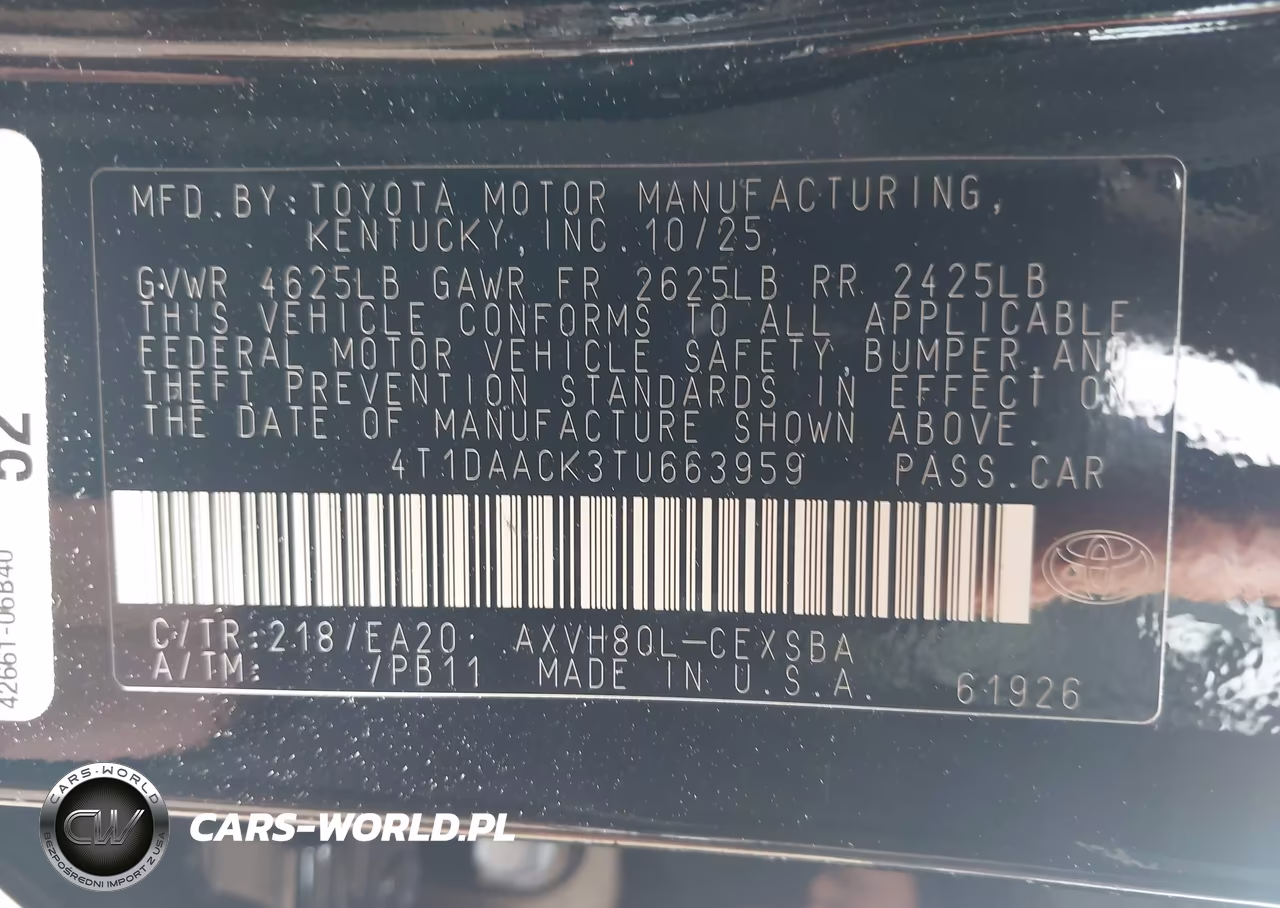 2026 Toyota Camry Se VIN:4T1DAACK3TU663959 - 9