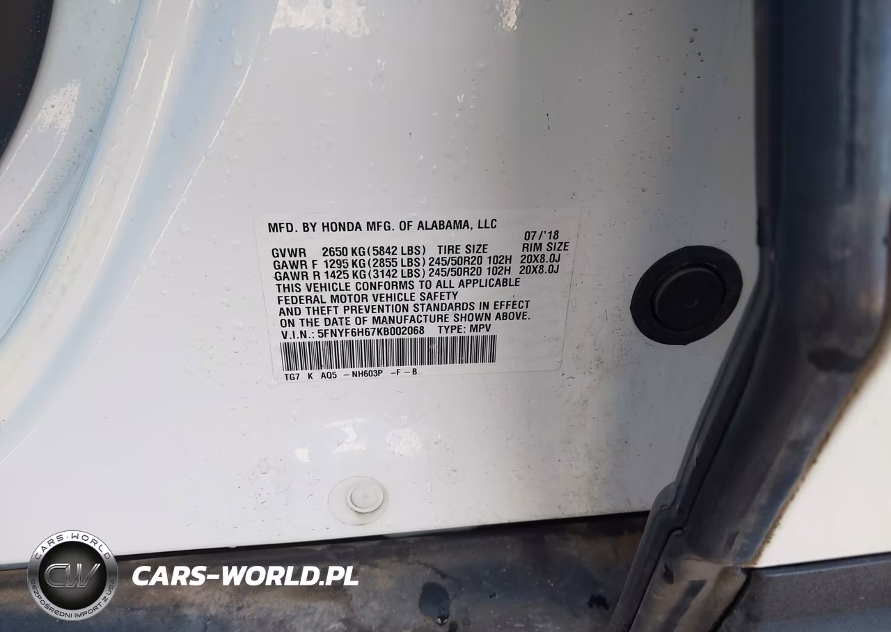 2019 Honda Pilot Touring VIN:5FNYF6H67KB002068 - 9