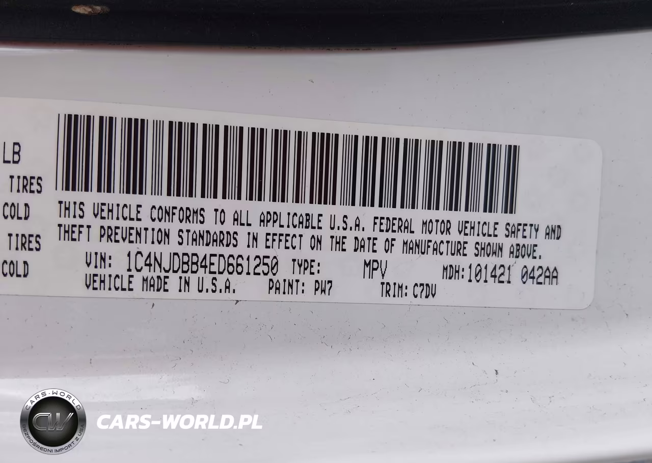 2014 Jeep Compass Sport VIN:1C4NJDBB4ED661250 - 9