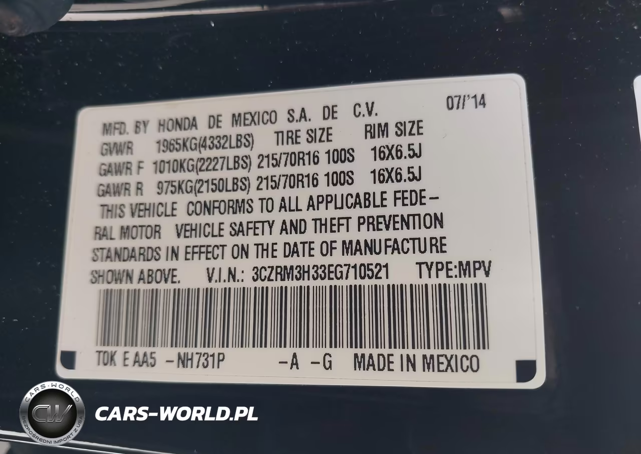 2014 Honda Cr-V Lx VIN:3CZRM3H33EG710521 - 9