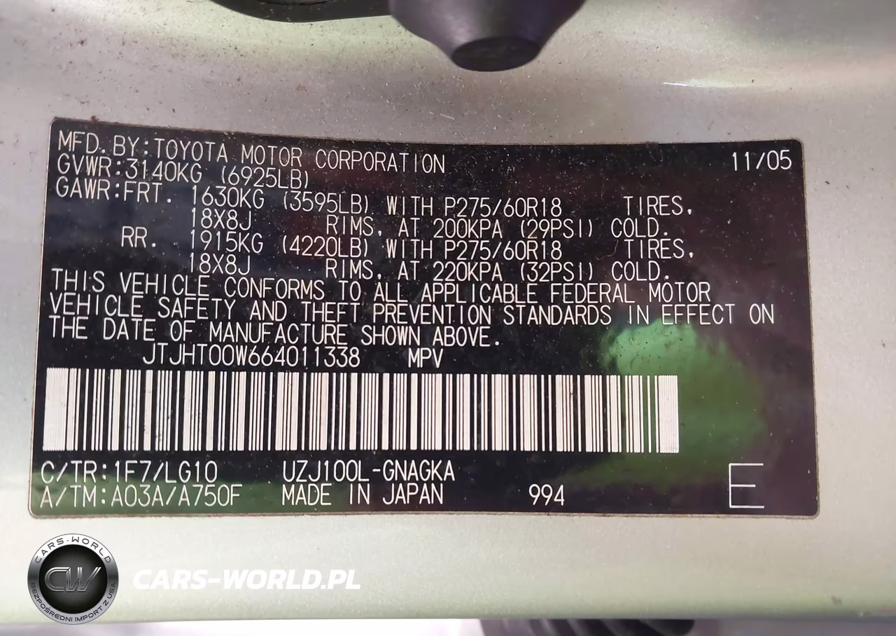 2006 Lexus Lx 470 VIN:JTJHT00W664011338 - 9