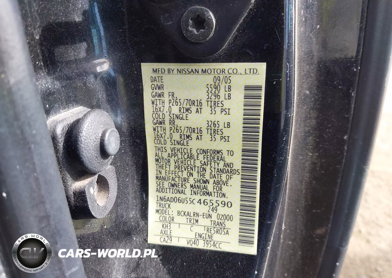 2005 Nissan Frontier Se VIN:1N6AD06U55C465590 - 9