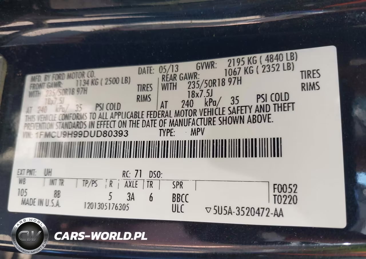 2013 Ford Escape Sel VIN:1FMCU9H99DUD80393 - 9