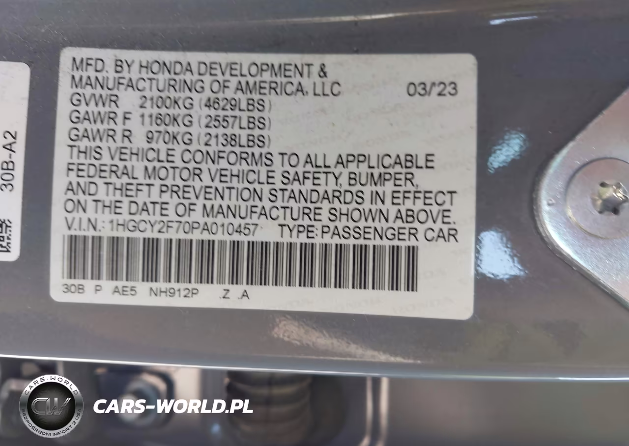 2023 Honda Accord Hybrid Sport-L VIN:1HGCY2F70PA010457 - 9