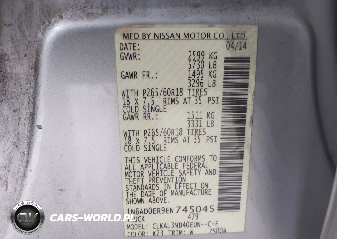 2014 Nissan Frontier Sl VIN:1N6AD0ER9EN745045 - 9
