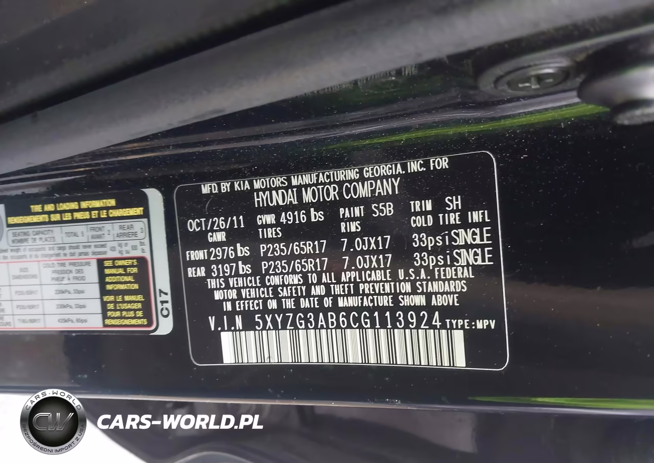 2012 Hyundai Santa Fe Gls VIN:5XYZG3AB6CG113924 - 9