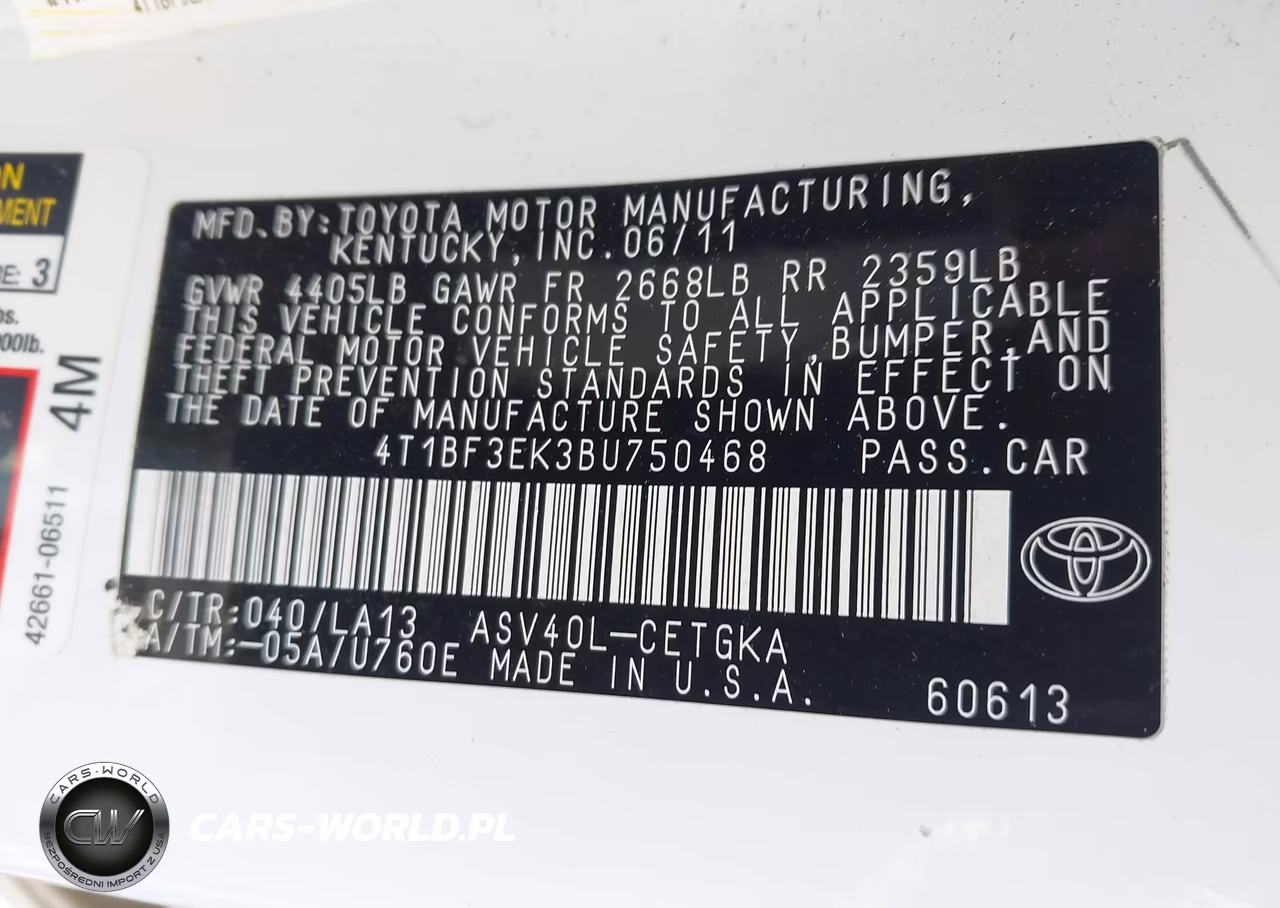 2011 Toyota Camry Xle VIN:4T1BF3EK3BU750468 - 9