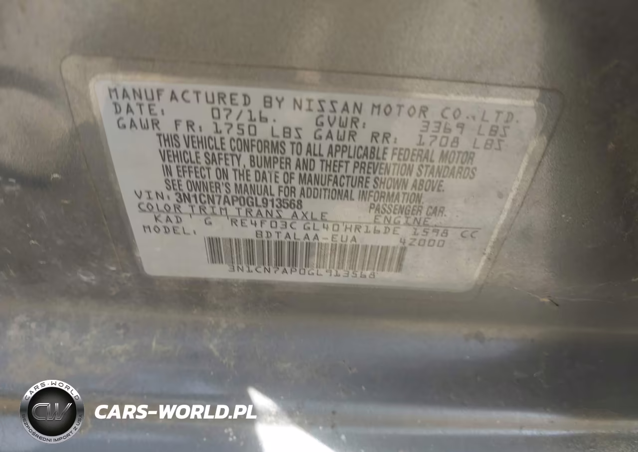 2016 Nissan Versa 1.6 S VIN:3N1CN7AP0GL913568 - 9