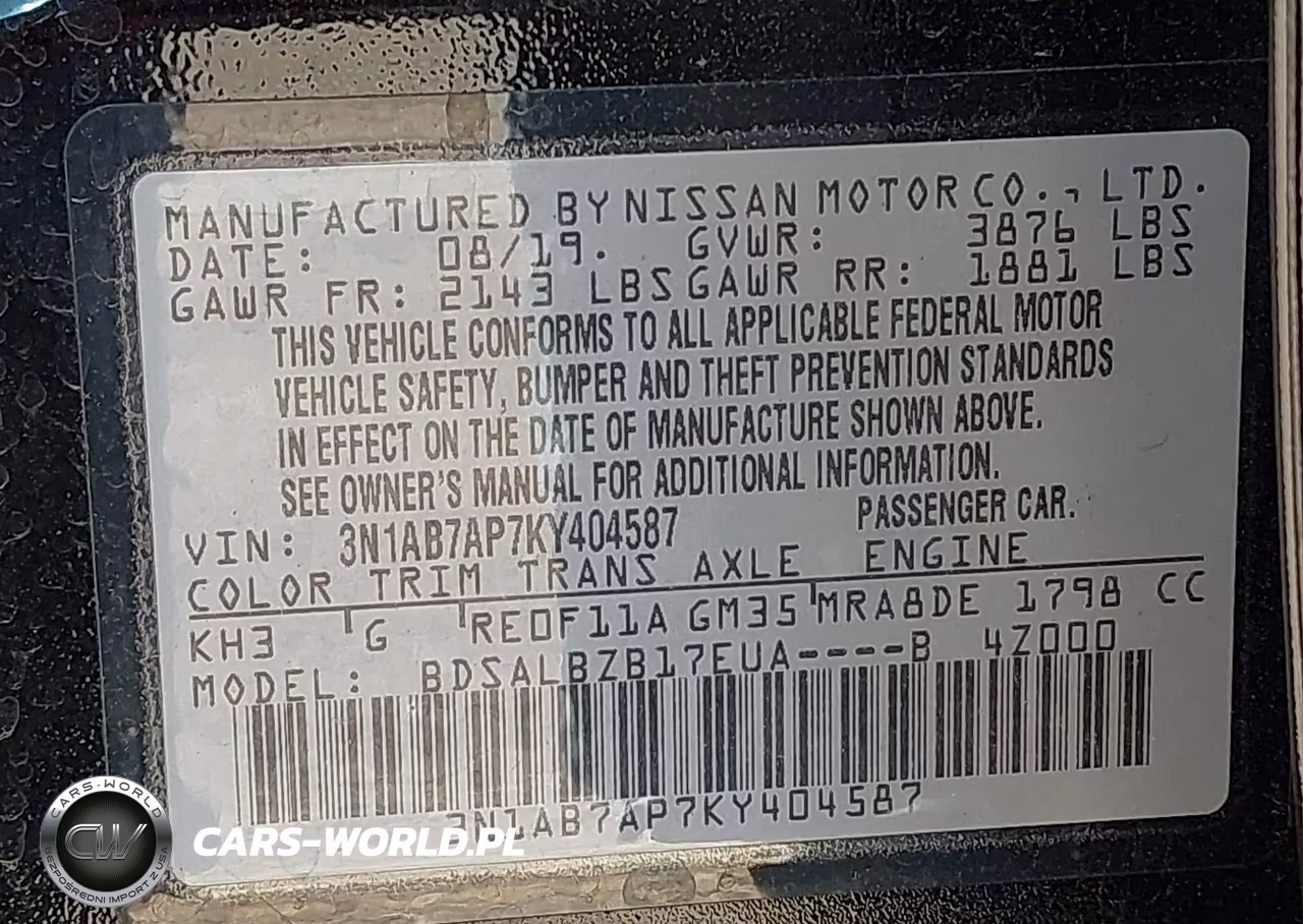 2019 Nissan Sentra S VIN:3N1AB7AP7KY404587 - 9