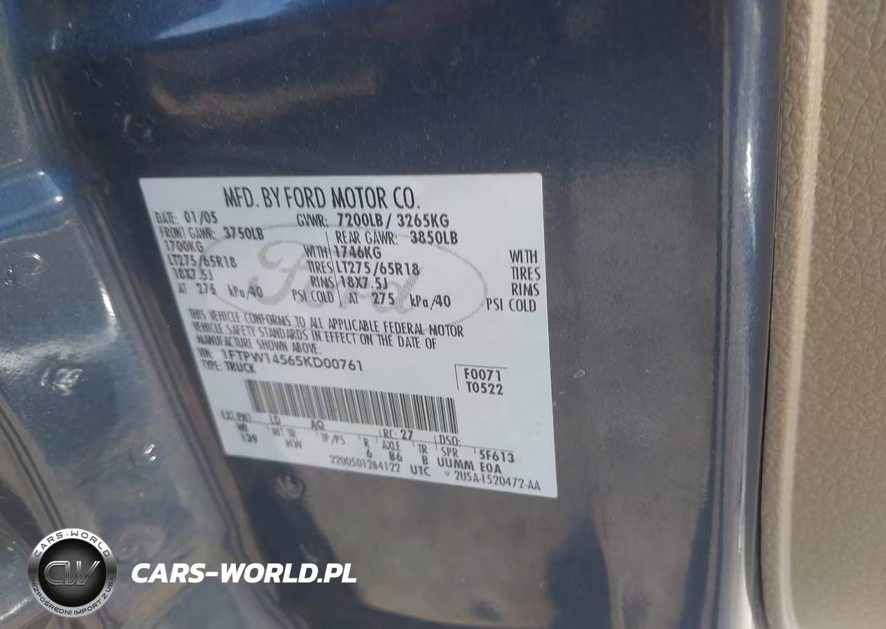 2005 Ford F-150 Fx4-Lariat-Xlt VIN:1FTPW14565KD00761 - 9