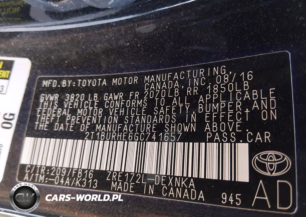 2016 Toyota Corolla Le Plus VIN:2T1BURHE6GC741657 - 9