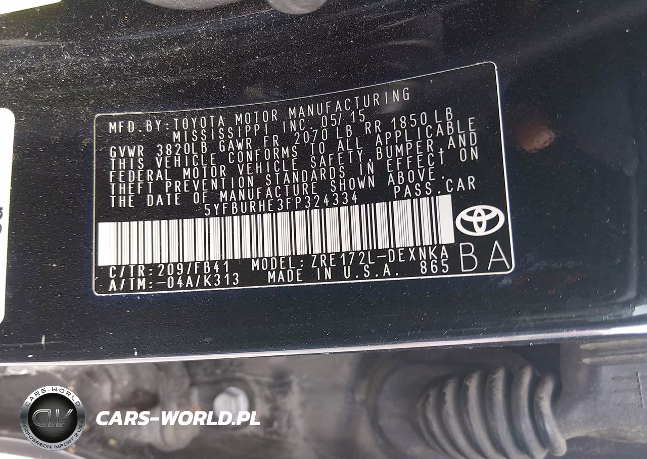 2015 Toyota Corolla Le VIN:5YFBURHE3FP324334 - 9