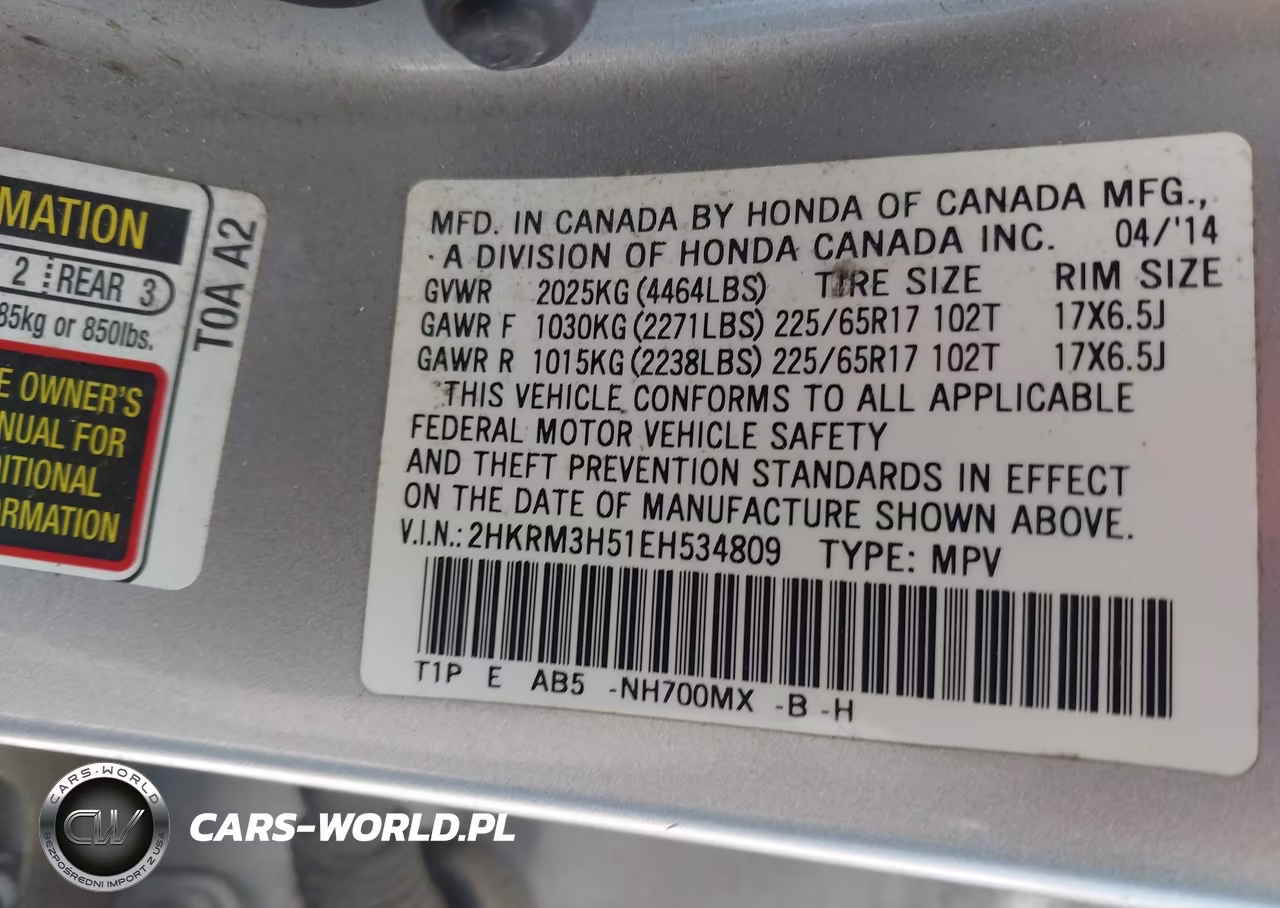 2014 Honda Cr-V Ex VIN:2HKRM3H51EH534809 - 9