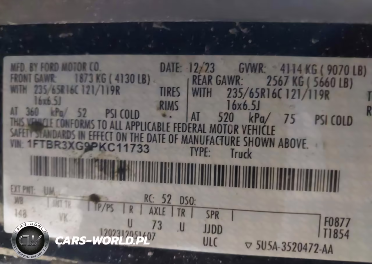 2023 Ford Transit-250 Cargo Van VIN:1FTBR3XG9PKC11733 - 9