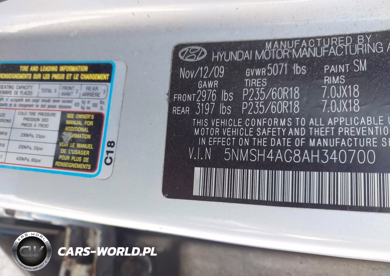 2010 Hyundai Santa Fe Se VIN:5NMSH4AG8AH340700 - 9
