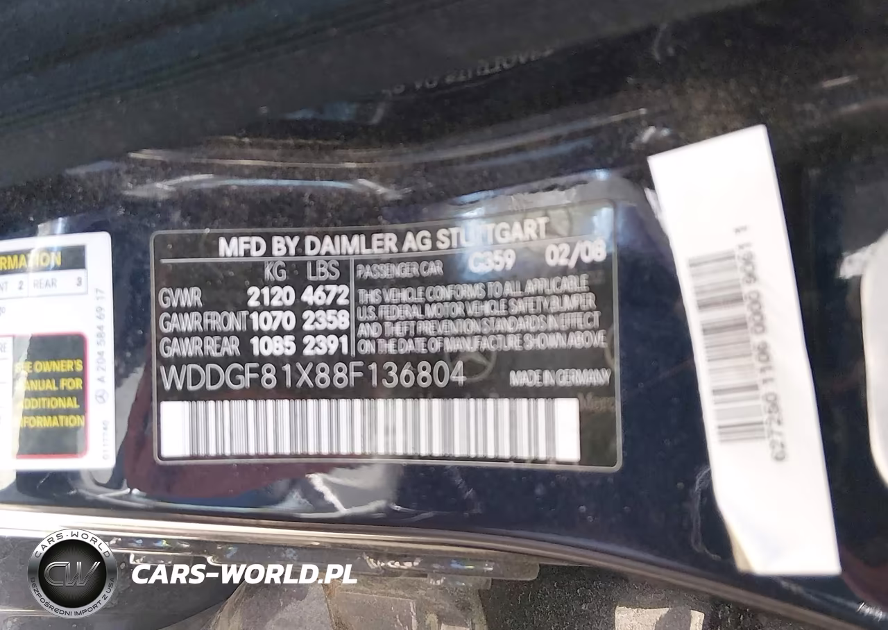 2008 Mercedes-Benz C 300 Luxury 4Matic-Sport 4Matic VIN:WDDGF81X88F136804 - 9