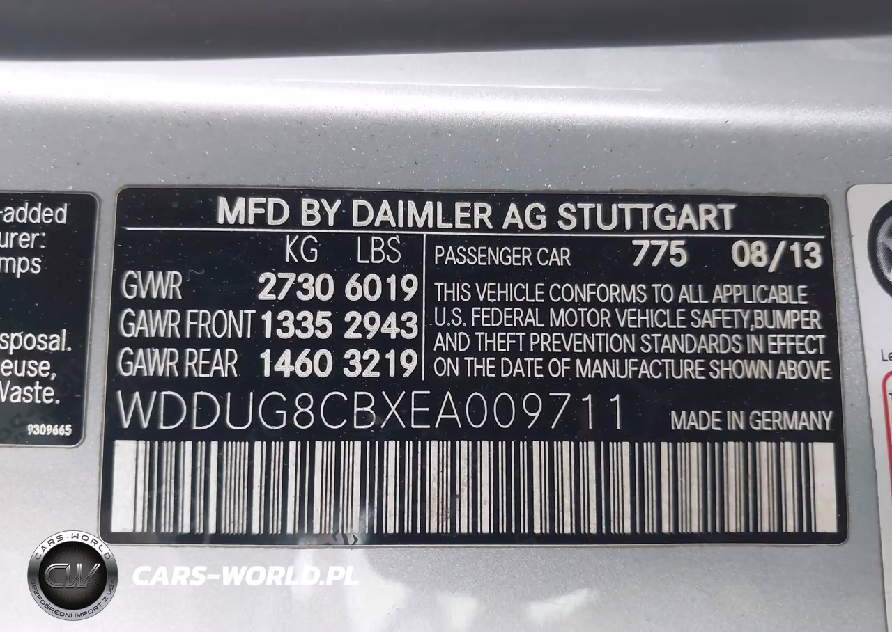 2014 Mercedes-Benz S 550 VIN:WDDUG8CBXEA009711 - 9