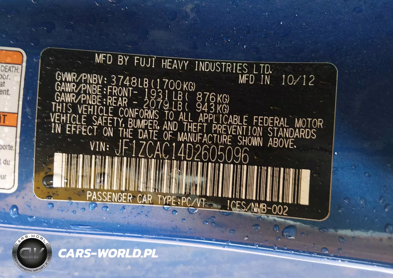 2013 Subaru Brz Limited VIN:JF1ZCAC14D2605096 - 9