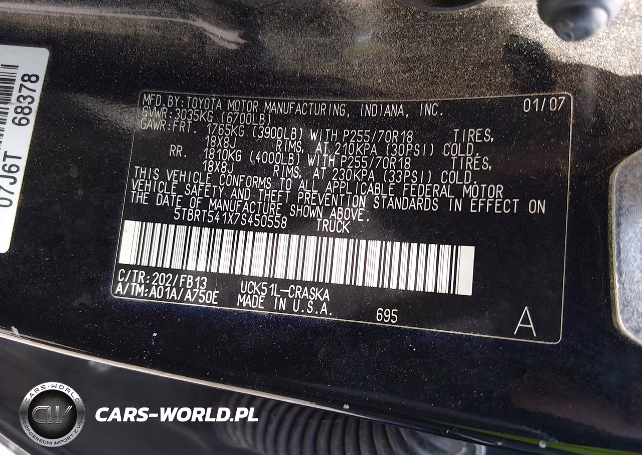 2007 Toyota Tundra Sr5 4.7L V8 VIN:5TBRT541X7S450558 - 9