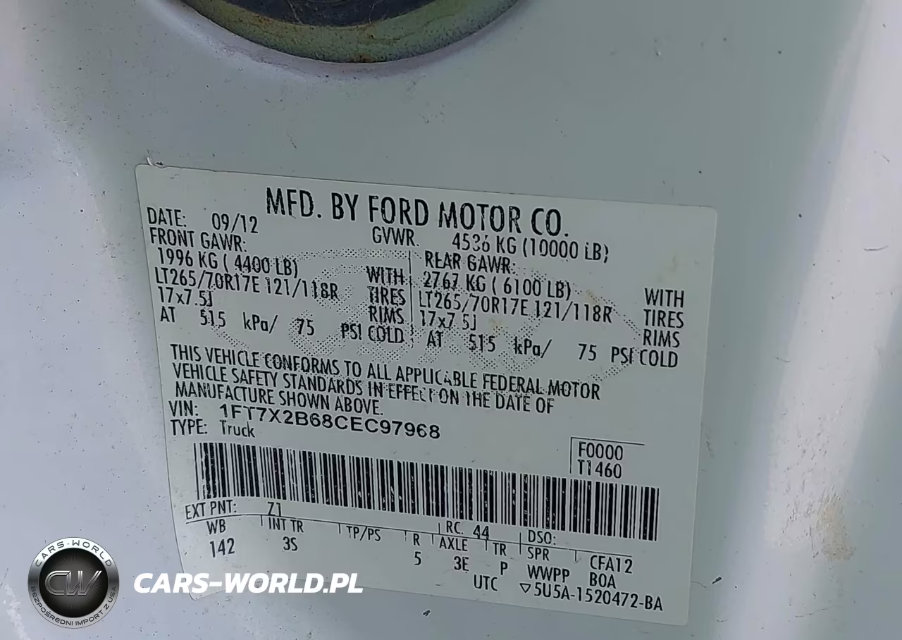 2012 Ford F-250 Xlt VIN:1FT7X2B68CEC97968 - 9