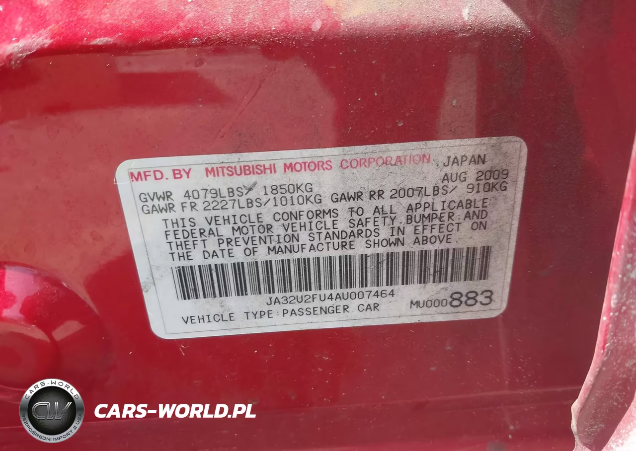 2010 Mitsubishi Lancer Es VIN:JA32U2FU4AU007464 - 9